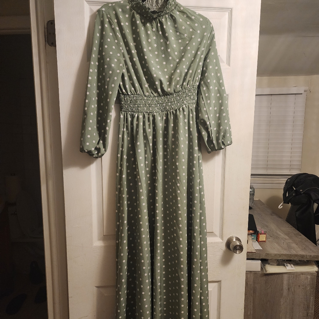 Green Polka Dot Maxi Dress